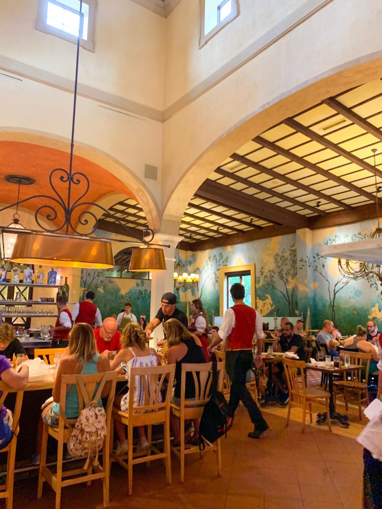 Inside of Via Napoli one of the best restaurants in Epcot