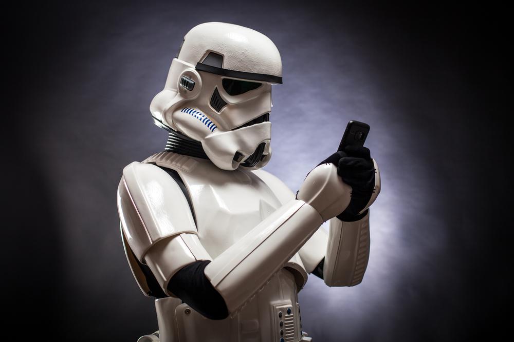 Funny storm trooper on phone