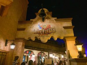 Gran Fiesta Tour ride sign featuring the Three Caballeros