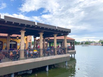 Outdoor seating at La Catina, and Epcot quick service restaurant in the World Showcase