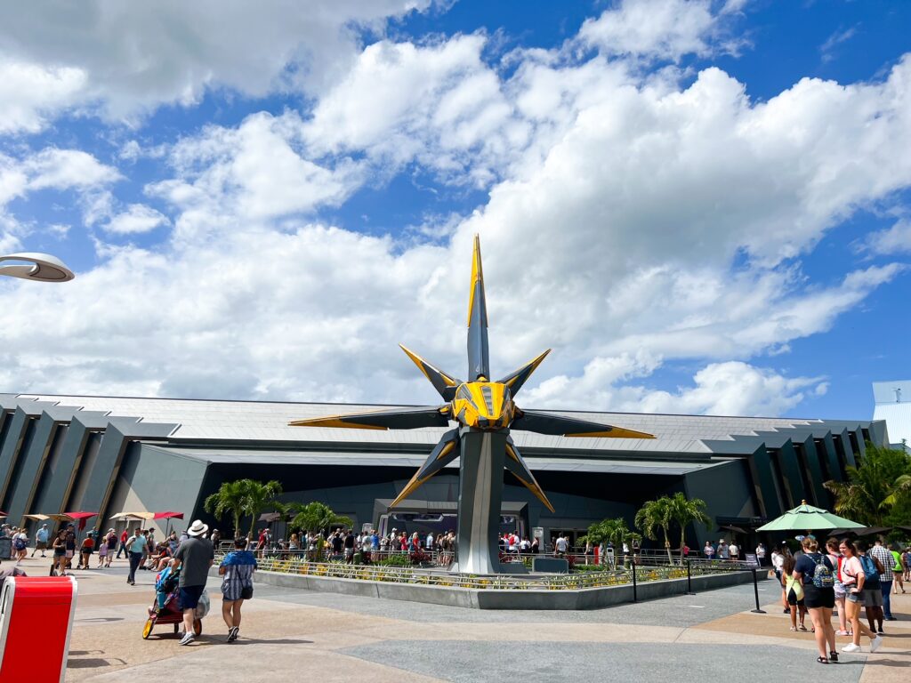 Entrance to Guardians of the Galaxy: Cosmic Rewind, one of the best Epcot rides. 