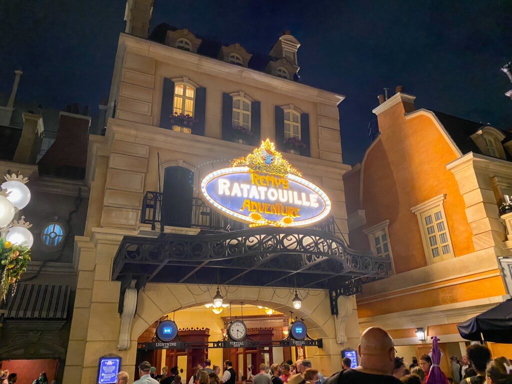 Entrance to one of the best Epcot rides, Ratatouille. 