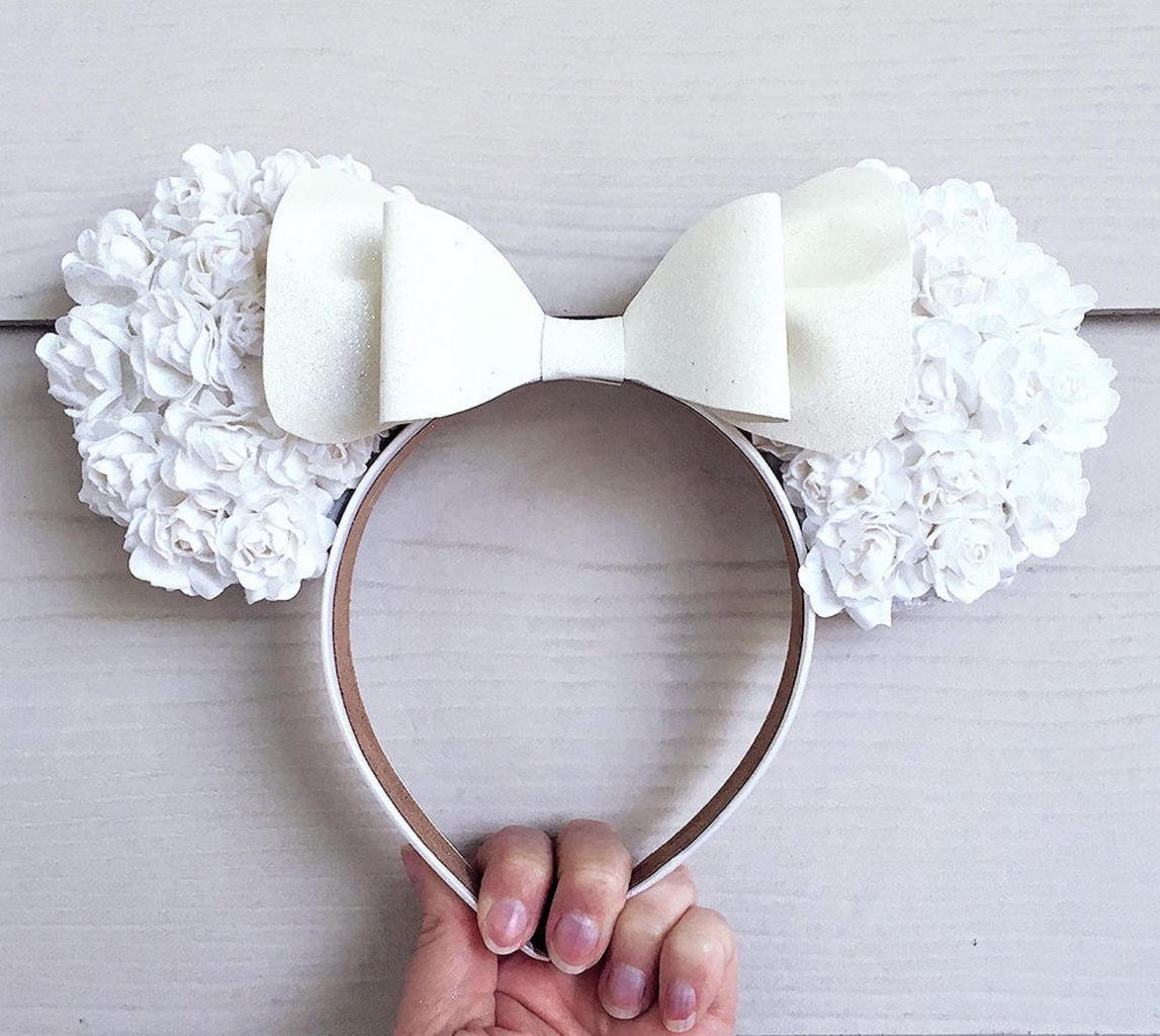 Disney Engagement White Floral Ear Headband