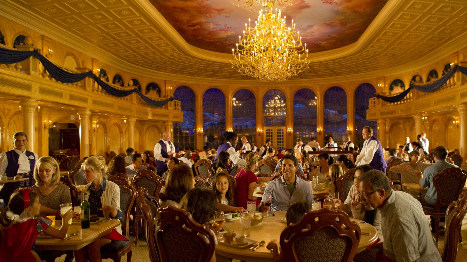 bustling, extravagant dining room Disney restaurants