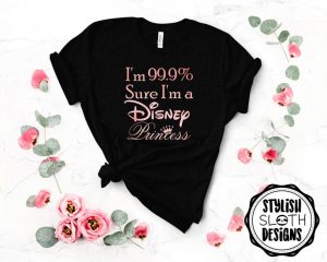 black shirt with shiny pink text
