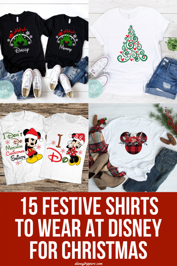 15 Festive Shirts To Wear At Disney For Christmas | 15 Festive And Hilarious Disney Christmas Shirts | Tips for visiting Disney at Christmas | what to wear for Mickey's Very Merry Christmas Party | tips for visiting Disney at Christmas | Disney packing tips | clothes to wear at Disney | matching shirts for Disney | cute Disney outfits