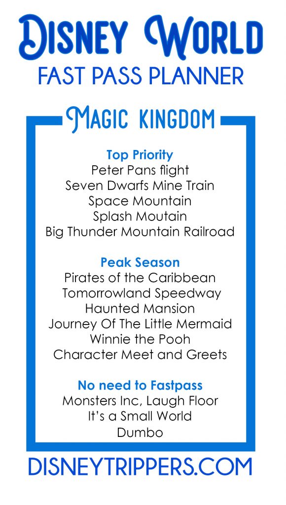 Disney World Magic Kingdom FastPass Planner | How to plan fastpasses at Disney World | Best Disney Fastpass Options