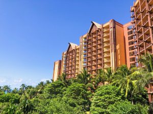 brown curved Aulani resort tower