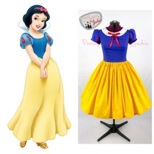 comparison between cartoon of Snow White and Snow White Disney Dresses for women