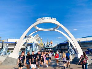 white arched Tomorrowland entryway Disney secrets