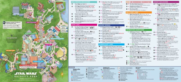Official Disney world map of Hollywood Studios Park