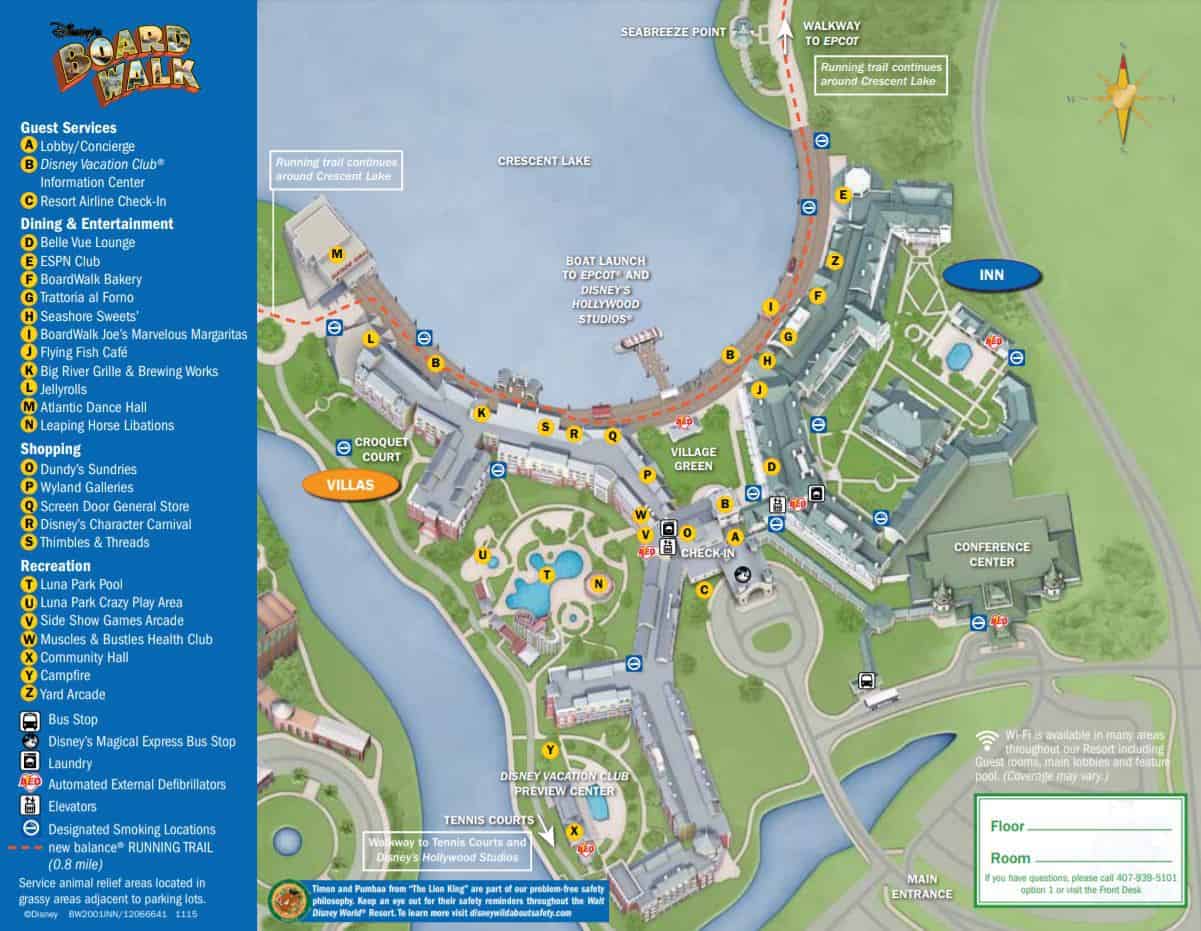 Map of Disney's Boardwalk hotel 