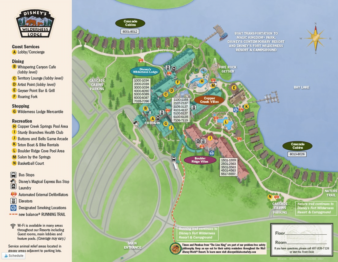 Detailed map of Fort Wilderness Lodge at Disney world 