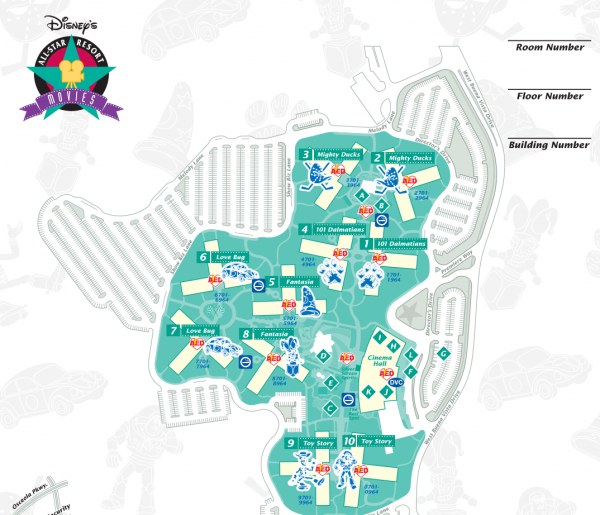 Map Of Disney's All-Star Movie Hotel