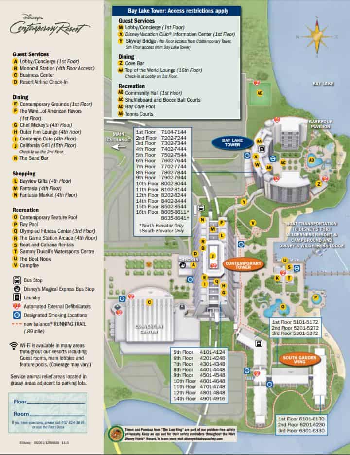Map of Disney's Contemporary resort