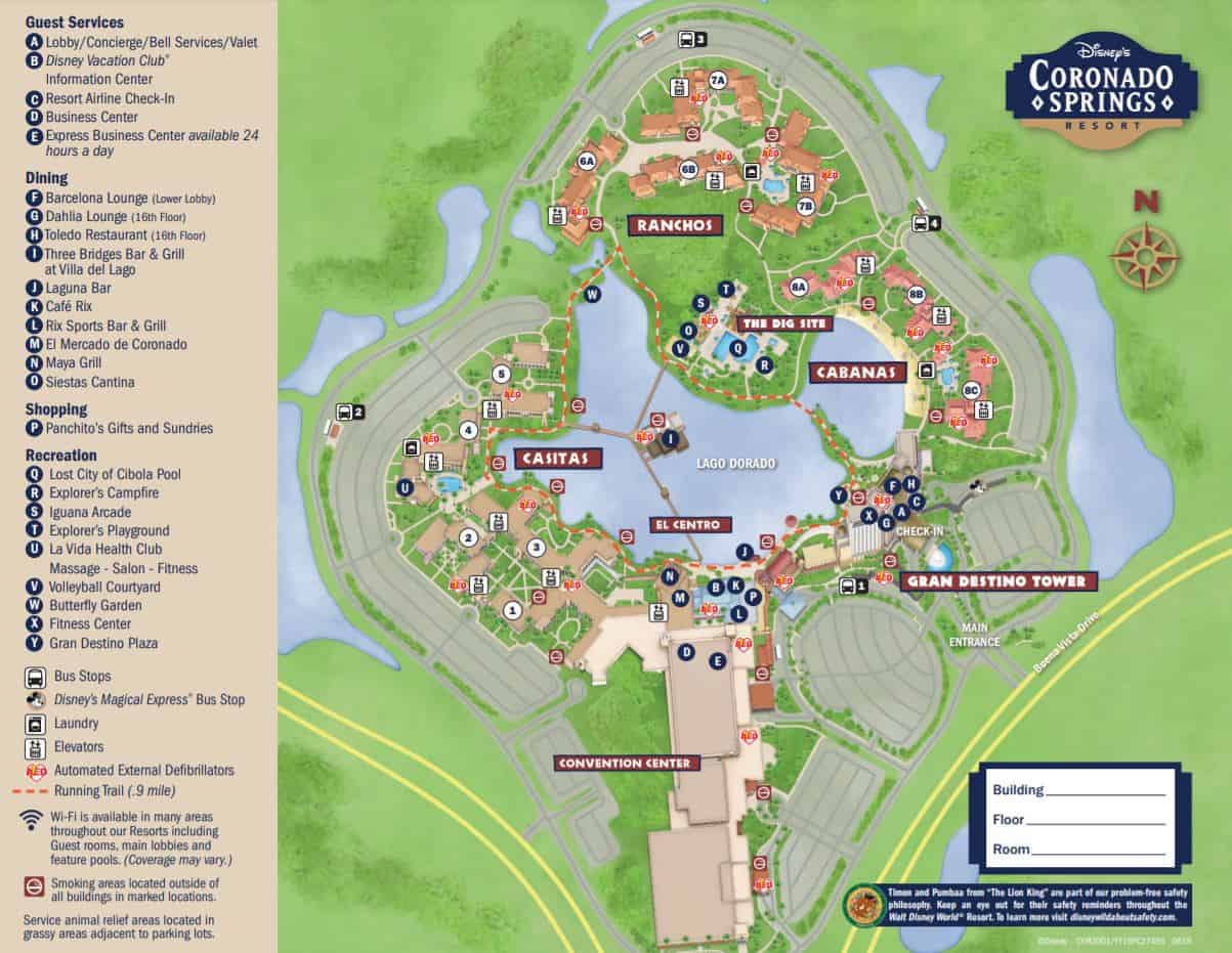 Detailed map of Disney Coronado springs hotel