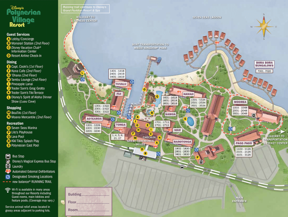 Detailed map of Disney's Polynesian Resort 