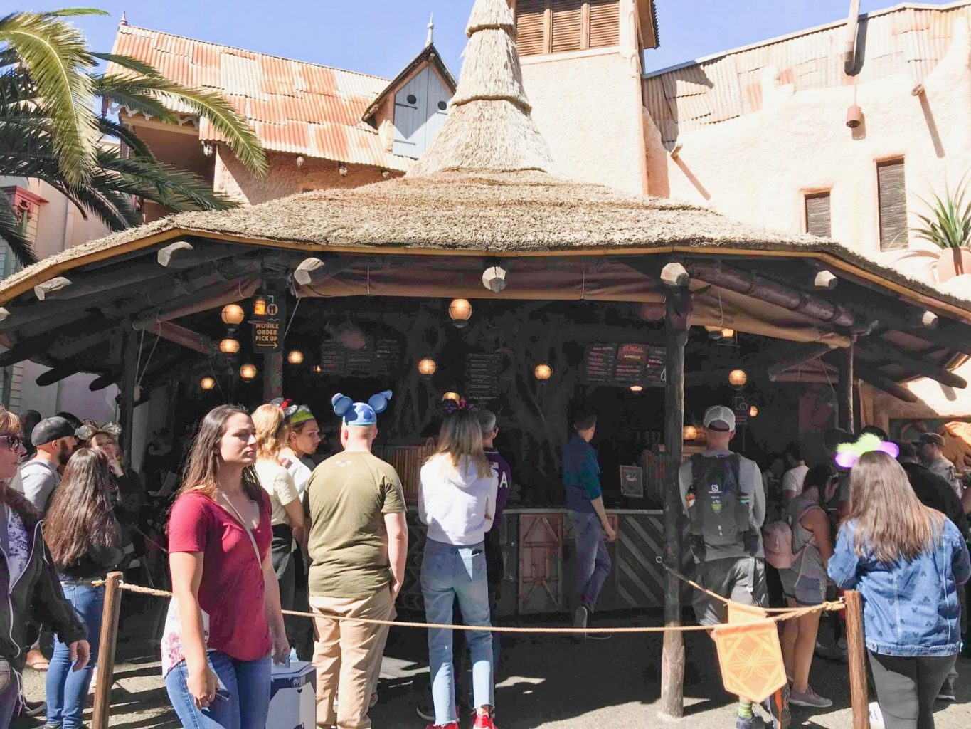 The tiki inspired Bengal Barbecue exterior, one of the best Disneyland California restaurants 