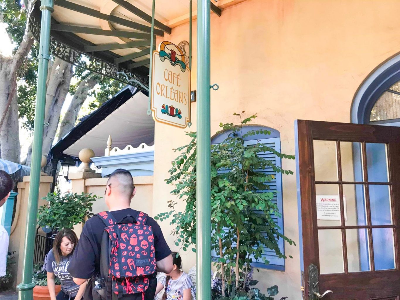 Outside Cafe Orleans, the best Disneyland restaurant to try on your next visit