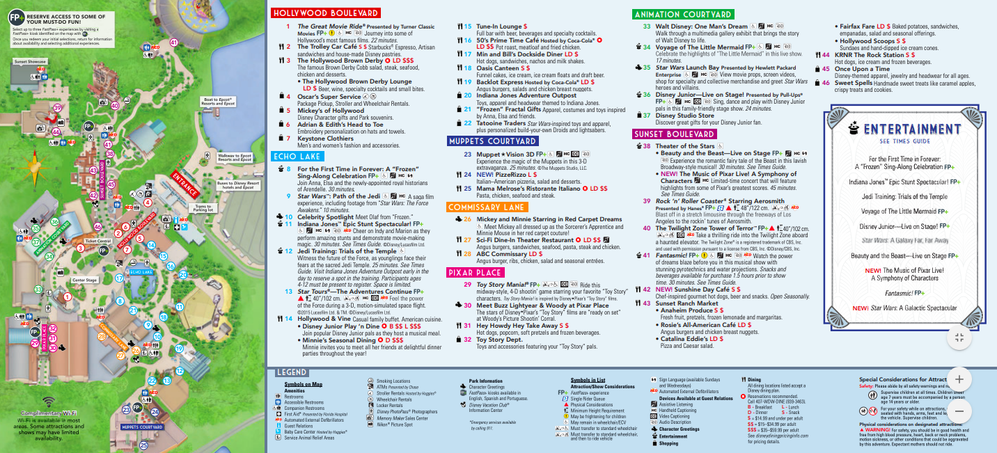 walt disney world hollywood studios map