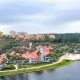 caribbean beach hotel and lake from above disney moderate resort