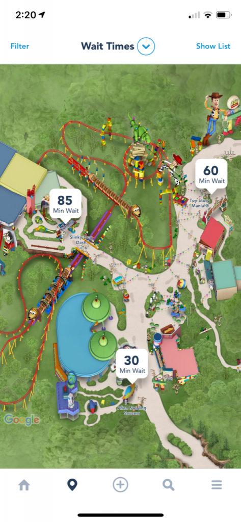 Hollywood studios map of Toy Story Land