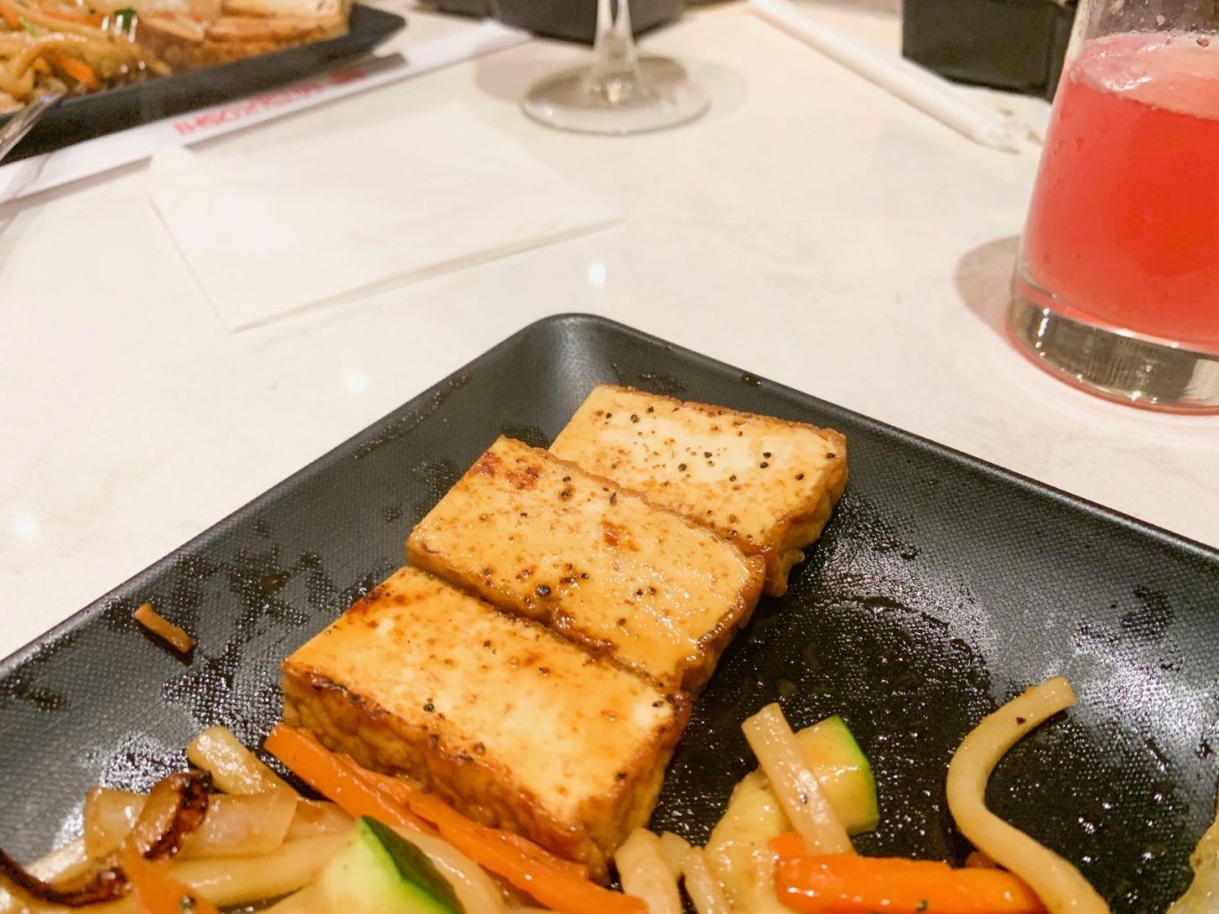 tiny pieces of tofu at Epcot's teppan edo restaurant