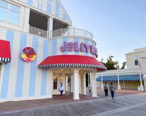 blue and white striped exterior of Jellyrolls