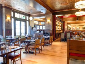 rustic, yet classy restaurant interior of Disney Boardwalk restaurant