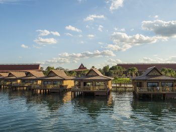 six island style bungalows over water Disney deluxe resorts