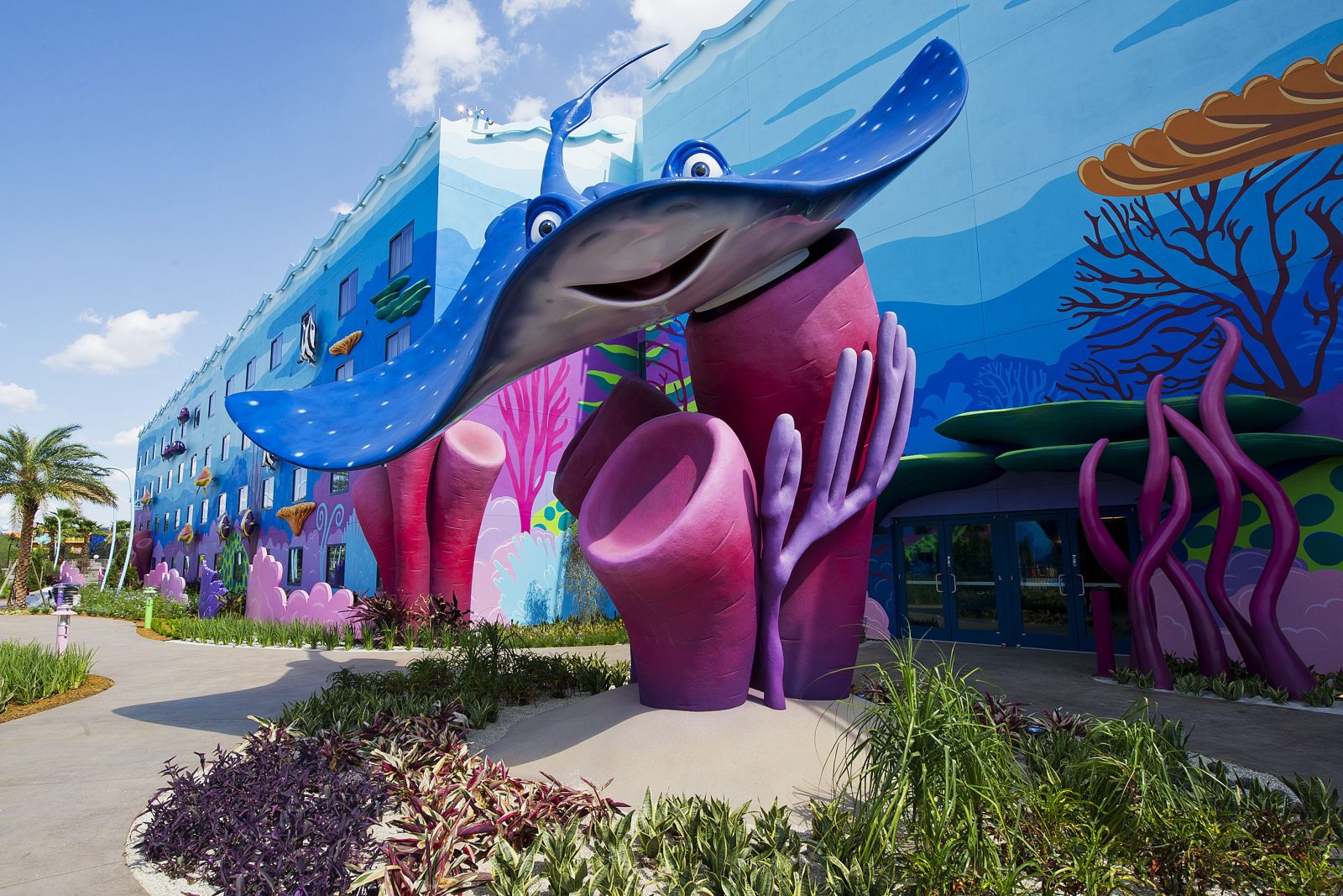 Finding Nemo area with Mr. Ray the stingray above some pink coral