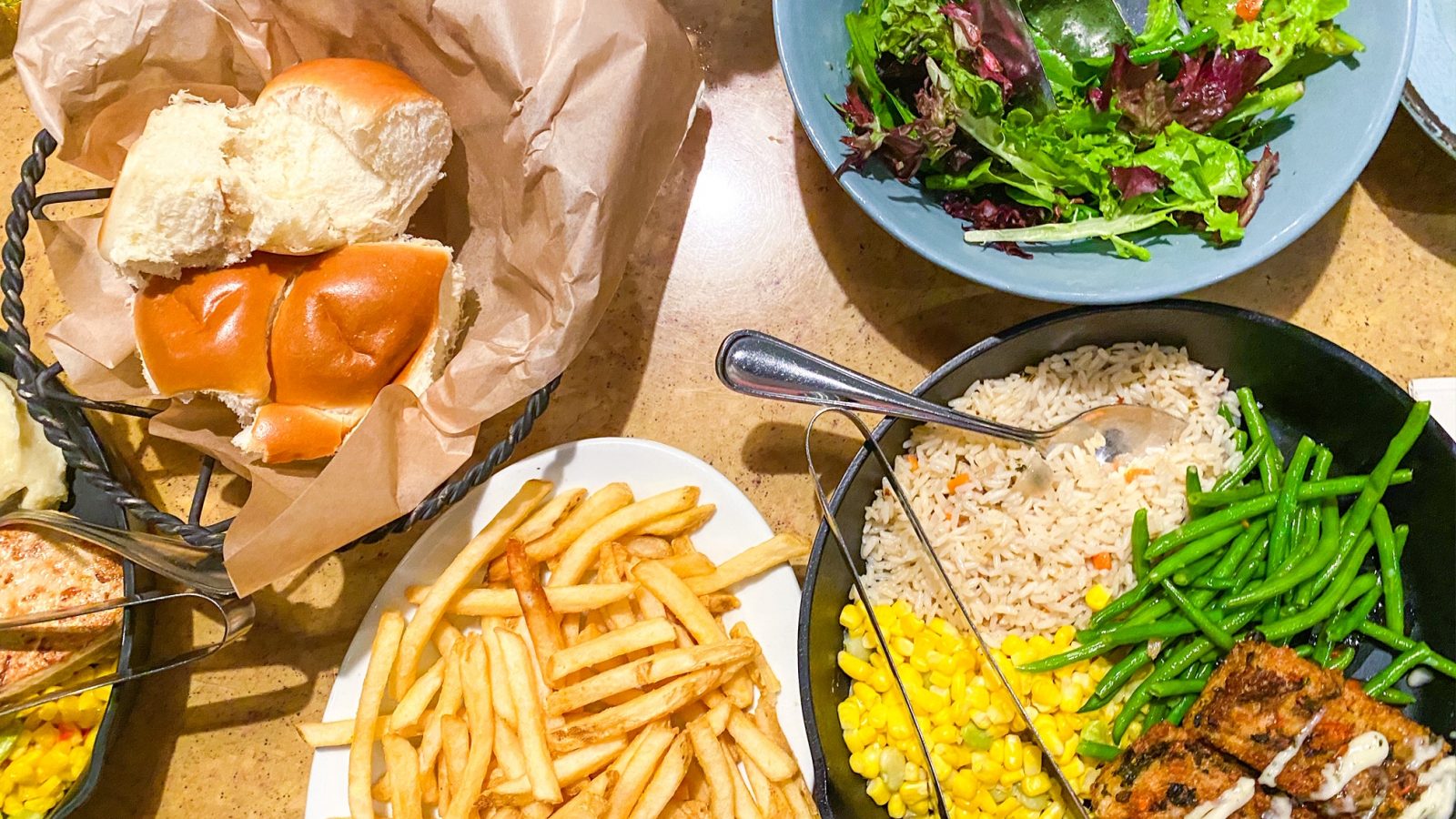 full vegan meal from above at Disney Garden Grill Restaurant