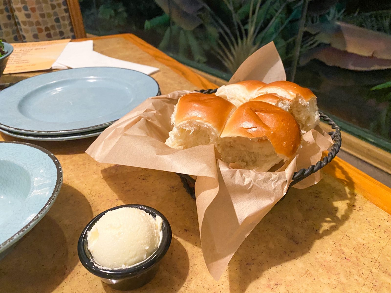 dinner rolls and butter at Disney World Garden Grill