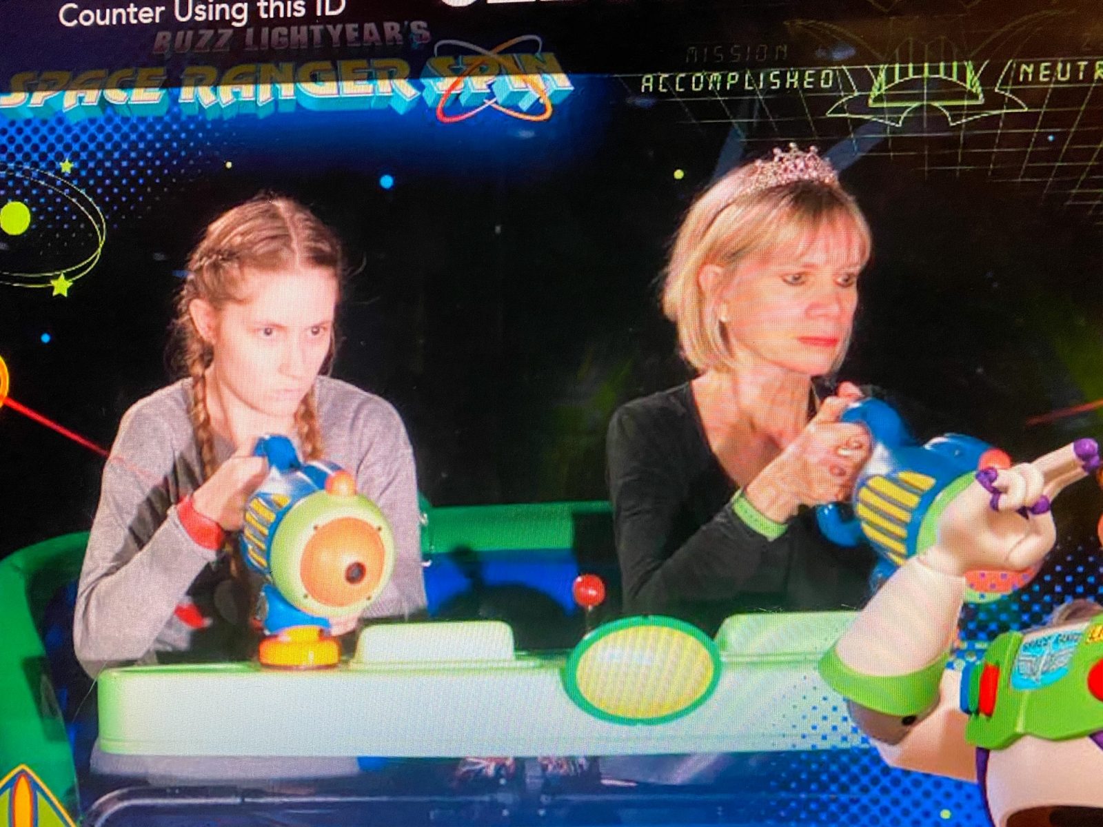 buzz lightyear ride photo with Linda Malys Yore and Victoria Yore