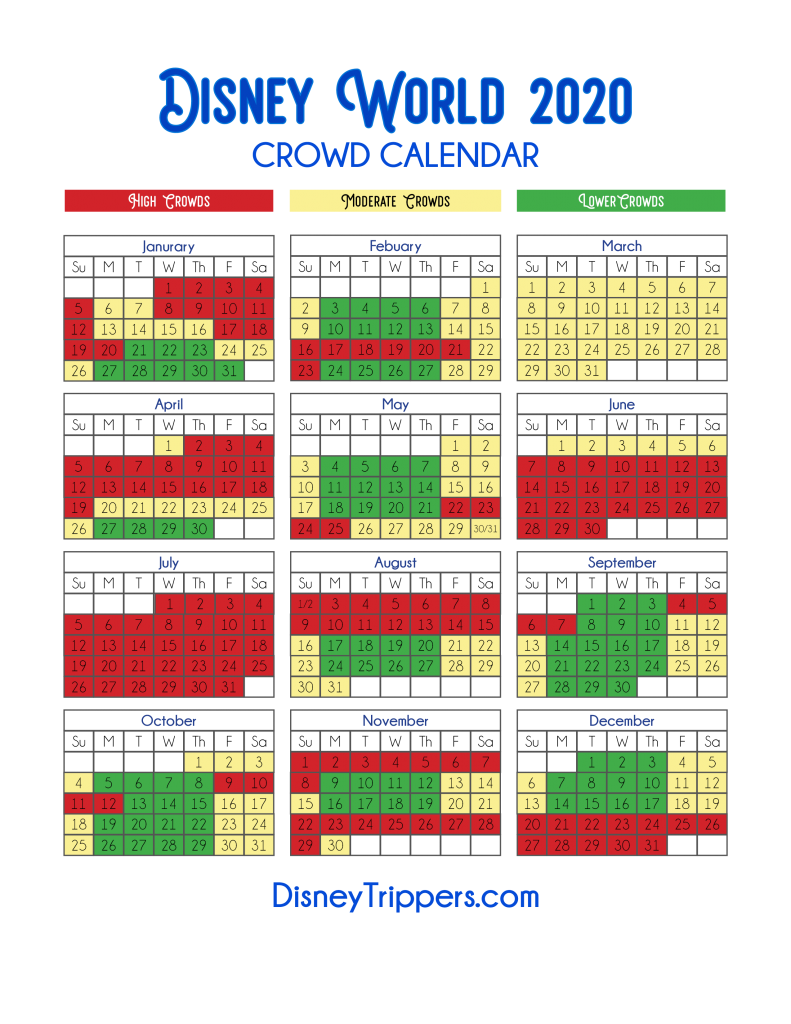 Photo of Disney World crowd calendar showing the Cheapest Time to go To Disney World