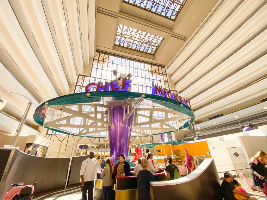 A Photo of Chef Mickey's; character dining in the Contemporary Resort. These types of dining experiences make a Disney with toddlers trip worth it.