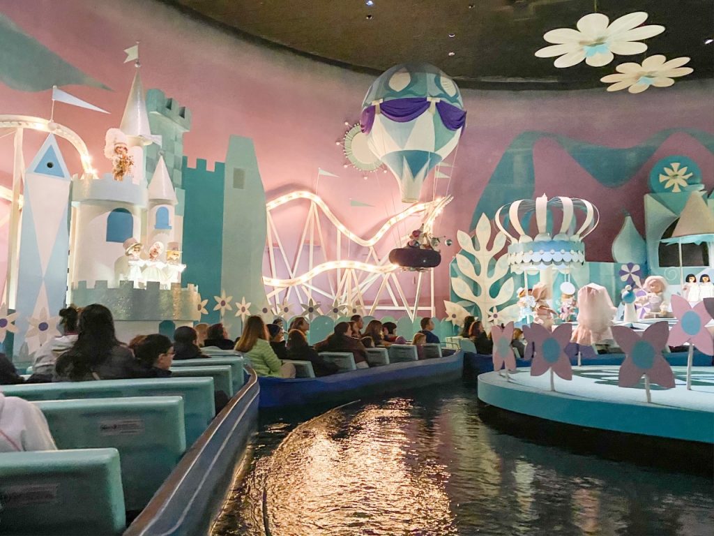 A photo of it's a small world: this is another Disney with Toddlers ride that is slow, calming and friendly! 