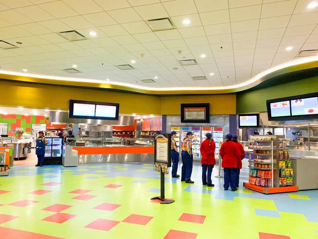 A photo of a food court; handy for variety when dining at Disney with toddlers.