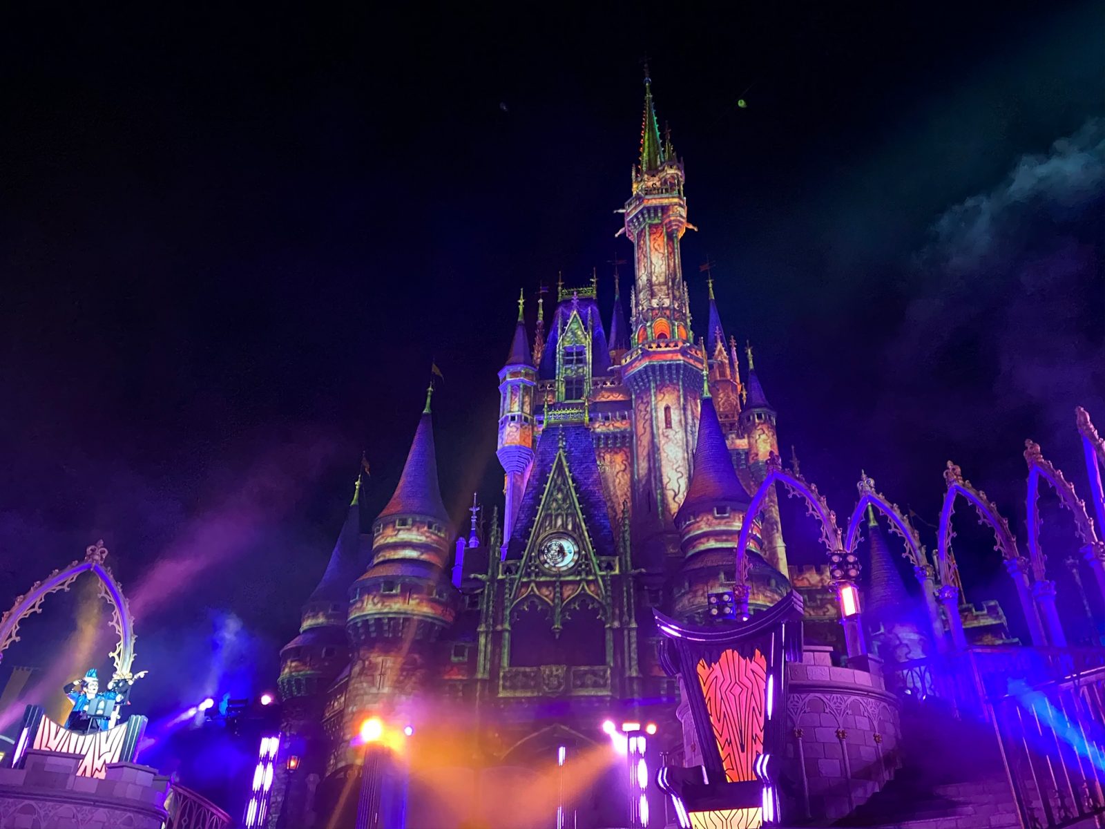 dance party in front of Cinderella castle on Villains after hours