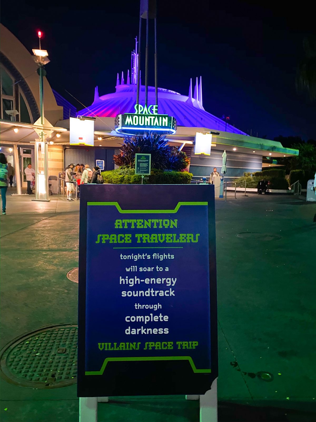 Space Mountain with overlay at Villains after hours