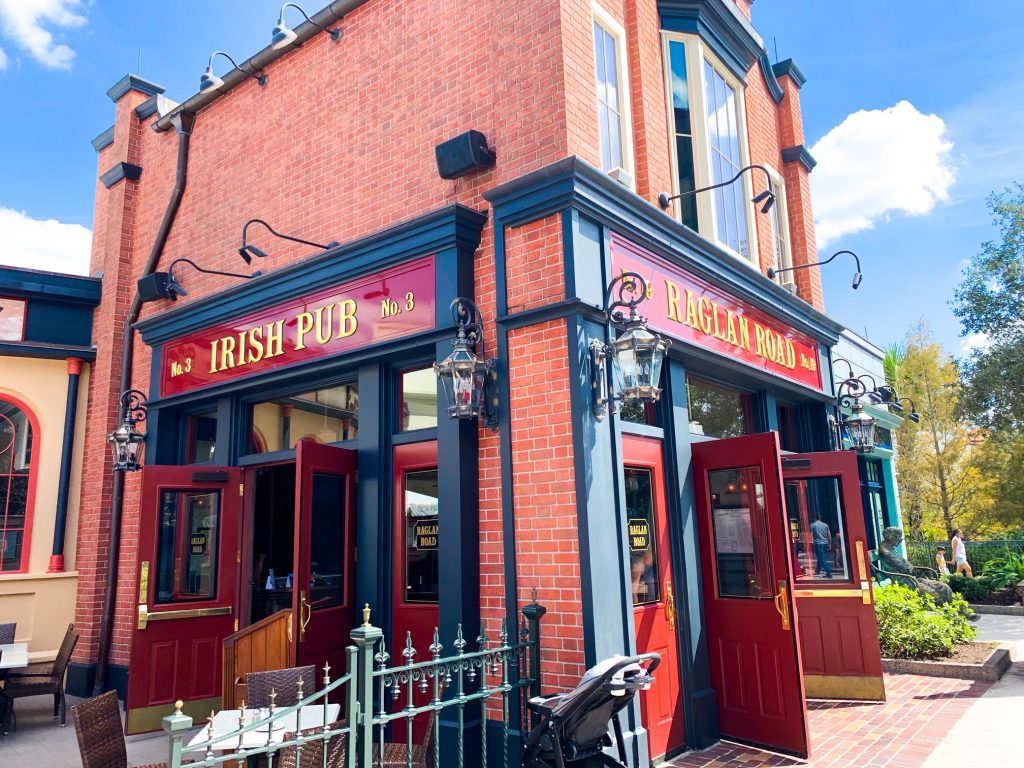 upclose shot of Disney Springs bar entrance Raglan road