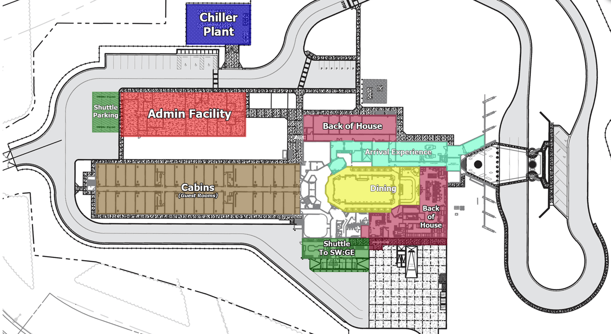 drawing of the assumed layout of the Disney Star Wars Hotel