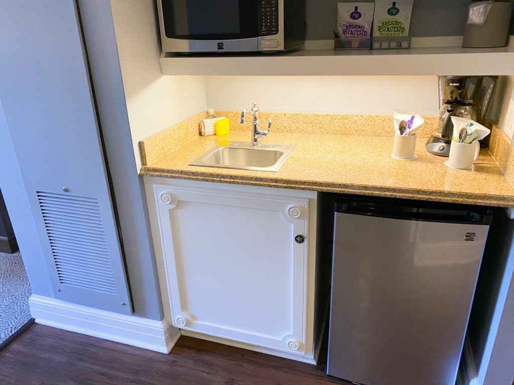photo of small kitchenette area; how to rent DVC points at Disney Deluxe resort