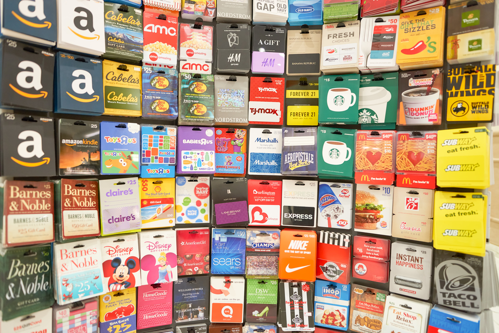 Photo of a variety of gift cards.