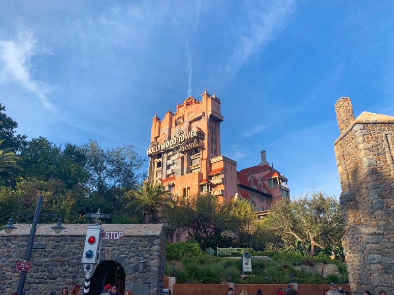 The outside of the Tower of Terror ride which you can use Disney rider swap for