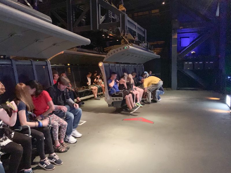 people in seats for soarin ride, a great ride for Disney rider switch