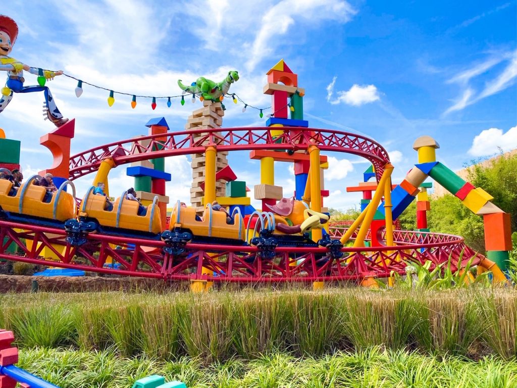 photo of Slinky Dog Dash roller coaster, you'll need to use one of the WDW touring plans to ride this without lines