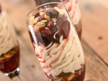 chocolate, raspberry, whipped cream dessert in a champagne glass Epcot Food and Wine Festival