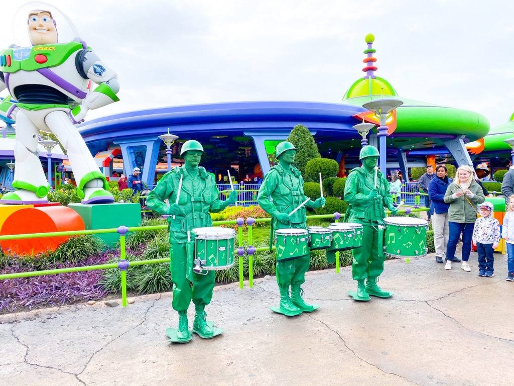 photo of the green army men in Toy Story land; what to do at Hollywood Studios