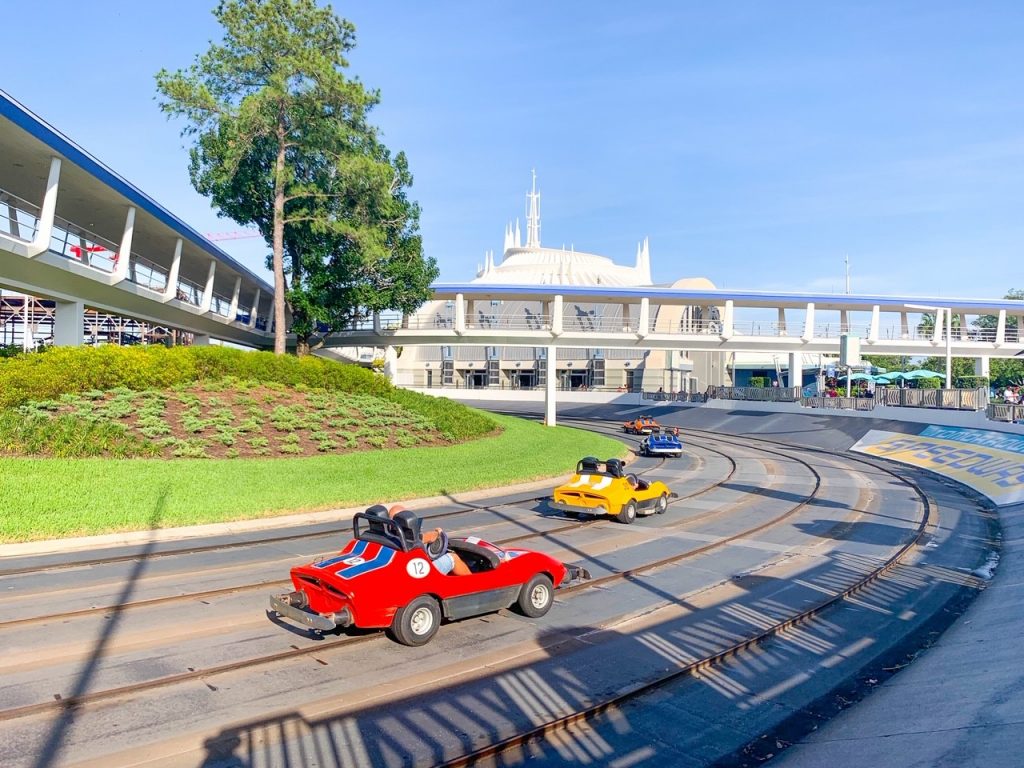 photo of the tomorrowland speedway; doing Magic Kingdom in a day